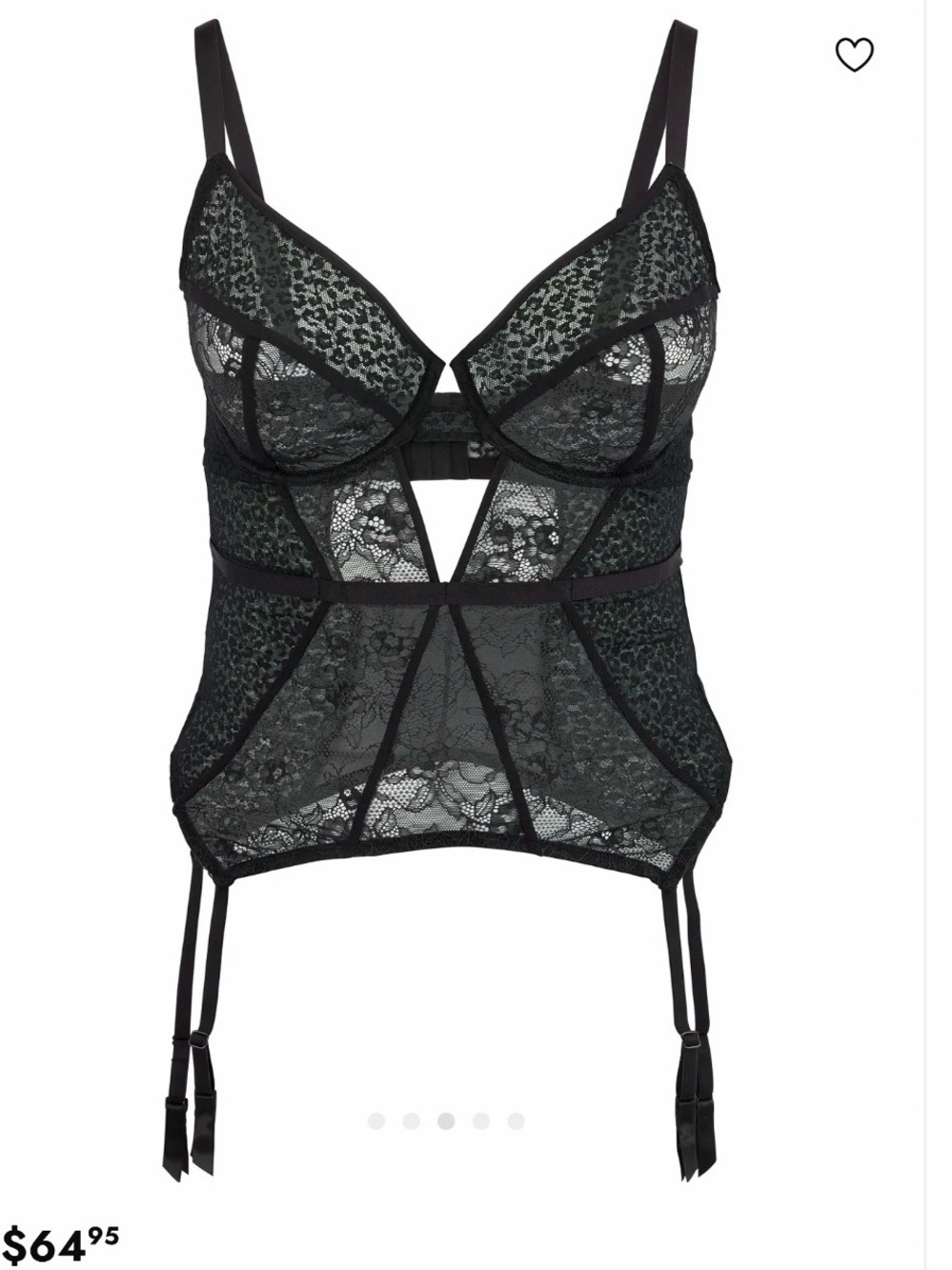 Adore Me NWT Black Lace Bustier with Garters - Women Intimates